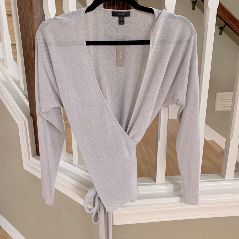 New with tags Jcrew wrap sweater gray